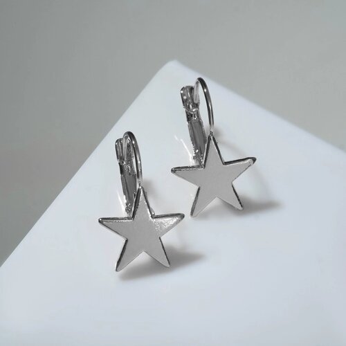 Серьги металл «Минимал» звезда, цвет серебро