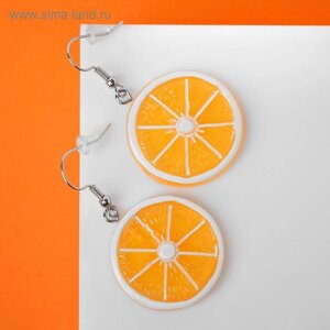 Серьги пластик «Вкусности» апельсин, цвет оранжевый