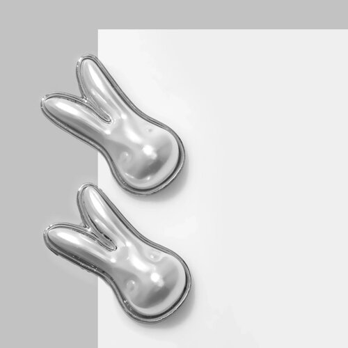 Серьги с жемчугом «Заяц» ушастый, цвет белый в серебре