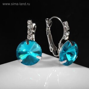 Серьги со стразами «Подари нежность» кристалл, цвет голубой в серебре