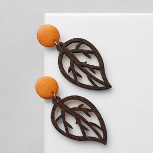 Серьги «Ваканда» стиль, лист, цвет коричневый