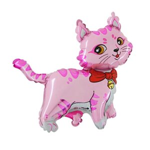 Шар фольгированный 13"Кошечка с бантом», для палочки, цвет розовый