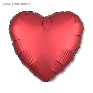 Шар фольгированный 18"Сердце», сатин, красный, 1 шт.