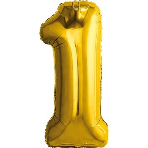 Шар фольгированный 32"Цифра 1», цвет золотой