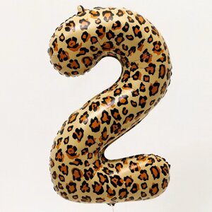 Шар фольгированный 32"Цифра 2», цвет леопард