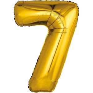 Шар фольгированный 32"Цифра 7», цвет золотой