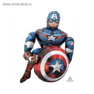 Шар фольгированный 39"Мстители. Капитан Америка», ходячий