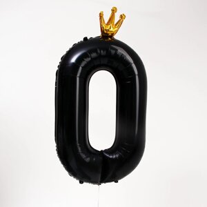 Шар фольгированный 40"Цифра 0 с короной», цвет чёрный