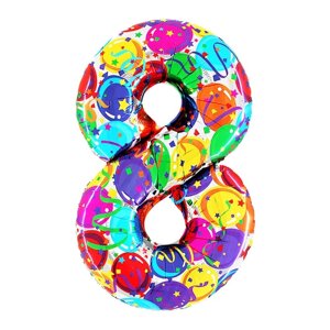 Шар фольгированный 40"Цифра 8», яркие шары