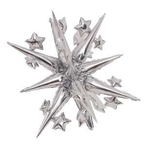 Шар фольгированный 45"Звезда объёмная», серебро, под воздух