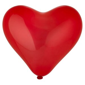 Шар латексный 10"Сердце», кристалл, набор 50 шт., цвет красный
