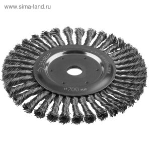Щетка дисковая "ЗУБР" 35190-200_z02, для УШМ, стальная 0.5 мм, плетеные пучки, 22.2х200 мм