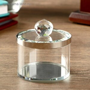 Шкатулка стекло с металлическим ободком "Серебро" 7х6,5х6,5 см