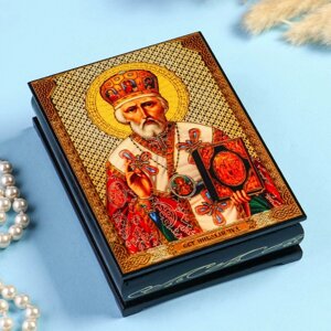 Шкатулка «Святитель Николай Чудотворец» 1014 см, лаковая миниатюра