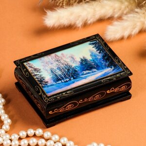 Шкатулка «Зимний лес», 810 см, лаковая миниатюра