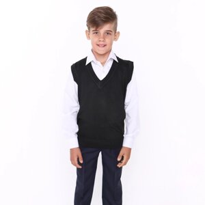 Школьный жилет для мальчика, цвет черный, рост 128-134 см
