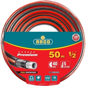 Шланг, ПВХ, d = 12 мм (1/2"L = 50 м, 40 атм., 5-слойный, армированный, RACO PREMIUM