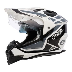 Шлем кроссовый со стеклом O'Neal Sierra R V24 белый, ABS, глянец, белый/черный, S