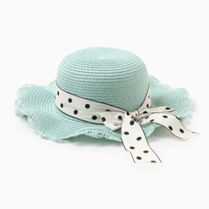 Шляпа для девочки "Леди" MINAKU, р-р 52, цв. голубой