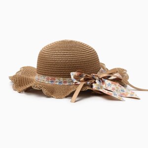 Шляпа для девочки "Милашка" MINAKU, р-р 52, цв. светло-коричневый