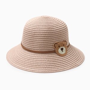 Шляпа для девочки "Мишка" MINAKU, р-р 52, цв. розовый