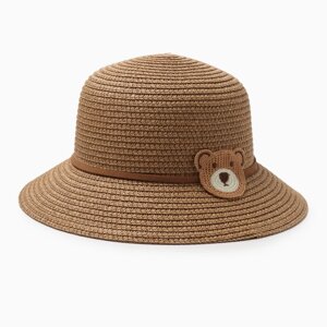 Шляпа для девочки "Мишка" MINAKU, р-р 52, цв. светло-коричневый