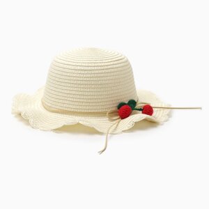 Шляпа для девочки "Ягодка" MINAKU, р-р 52, цв. молочный