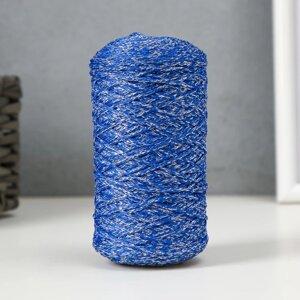 Шнур для вязания 100% полиэфир с люрексом 1 мм цилиндр,7510гр, 200м, 20-синий+серебро