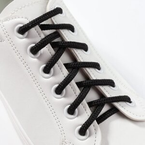Шнурки для обуви, круглые, d = 4 мм, 80 см, фасовка 25 шт, цвет чёрный