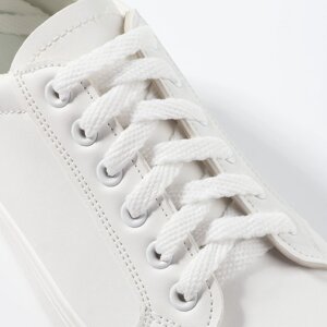 Шнурки для обуви, плоские, 8 мм, 90 см, фасовка 25 штук, цвет белый