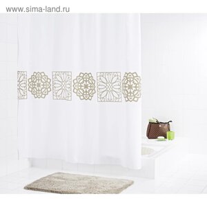 Штора для ванных комнат Tunis, цвет бежевый/коричневый, 180x200 см