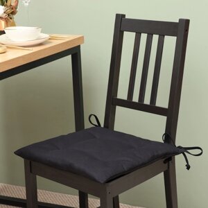 Сидушка на стул Этель Freedom 42х42 см, цв. чёрный, лён 45%хл. 55% 395 г/м