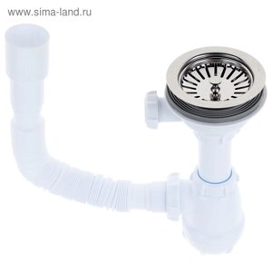 Сифон для мойки Aquant, 3 1/2" х 40 мм, с металл. решеткой d=115 мм, с гофройй 40х40/50 мм