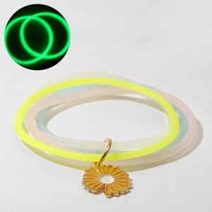 Силиконовый браслет «Светоотражающий» ромашка, 4 нити, цветной, 6 см