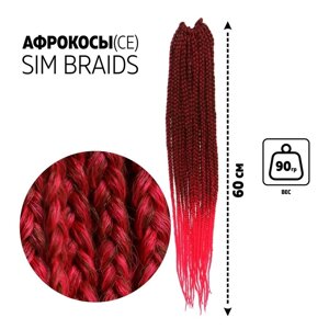 SIM-BRAIDS Афрокосы, 60 см, 18 прядей (CE), цвет красный/розовый (FR-3)
