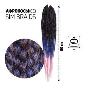 SIM-BRAIDS Афрокосы, 60 см, 18 прядей (CE), цвет русый/светло-розовый/голубой (FR-33)