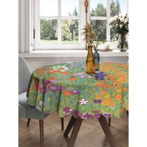 Скатерть на стол «Цветущий сад», круглая, сатен, d = 150 см