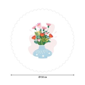 Скатерть на стол «Цветы в вазе», круглая, сатен, d = 150 см