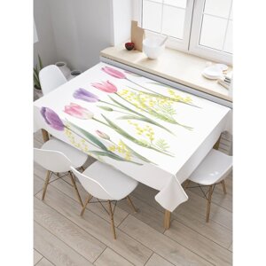 Скатерть на стол «Цветы весны», прямоугольная, сатен, размер 145х180 см