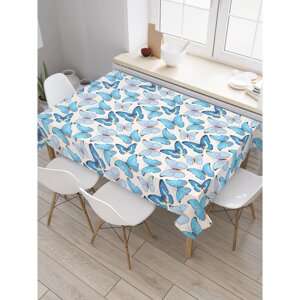 Скатерть на стол «Голубые бабочки», прямоугольная, оксфорд, размер 120х145 см