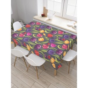 Скатерть на стол «Разноцветные тюльпаны», прямоугольная, оксфорд, размер 145х180 см