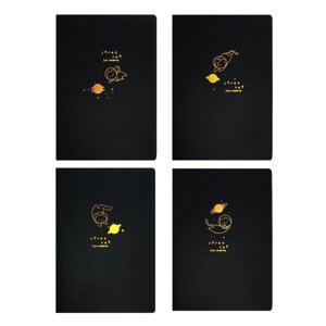 Скетчбук А5, 24 черных листа, "Кот космонавт", плотность 110 гр., МИКС