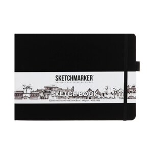 Скетчбук Sketchmarker, 148 х 210 мм, 80 листов, твёрдая обложка из искусственной кожи, черный, блок 140 г/м2