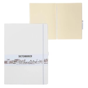 Скетчбук Sketchmarker, 210 х 300 мм, 80 листов, твёрдая обложка из искусственной кожи, белый, блок 140 г/м2
