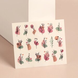 Слайдер - дизайн для ногтей «Летние цветы», фасовка 6 шт, разноцветные