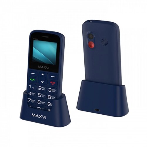 Сотовый телефон Maxvi B100ds, 1.77",1.3Мп, microSD, 2sim, FM, SOS, док. станция,1000мАч, синий