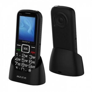 Сотовый телефон Maxvi B21ds, 2.4",1.3Мп, microSD, 2sim, FM, SOS, док. станция,1600мАч, черный