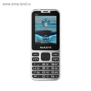Сотовый телефон MAXVI X11 2,4", 32Мб, microSD, 0,3Мп, 2 sim, серебристый