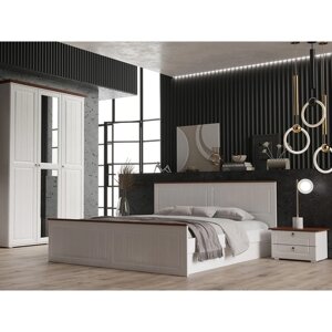 Спальня «Валенсия» шкаф, кровать 160200, комод, тумбы 2 шт, зеркало, Белый/Орех