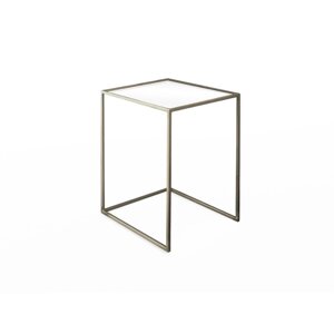 Стол журнальный большой «Куб», 380х380х510, металл, стекло, золотой